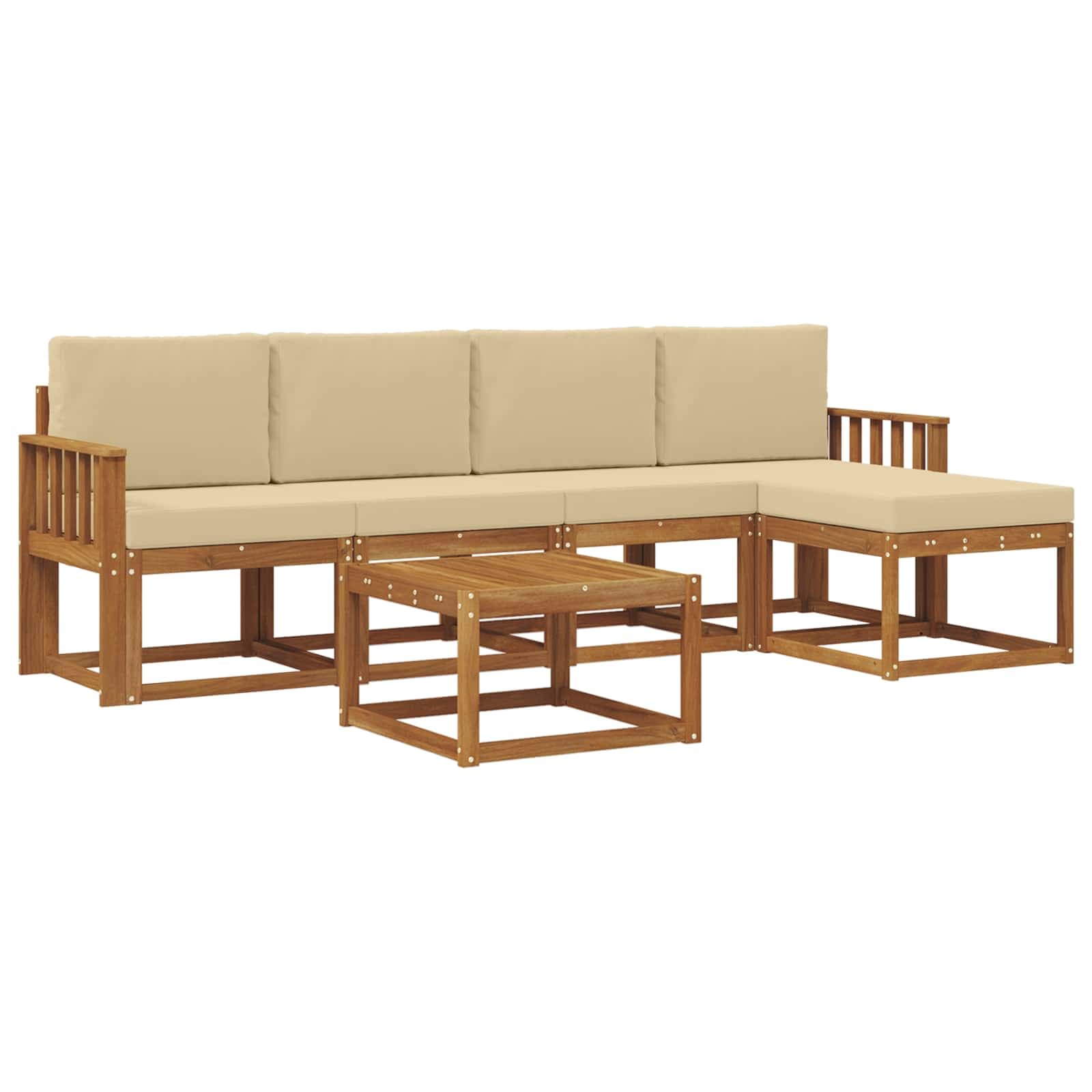 vidaXL Conjunto de Sofás para Exterior 6 pcs Natural e Bege