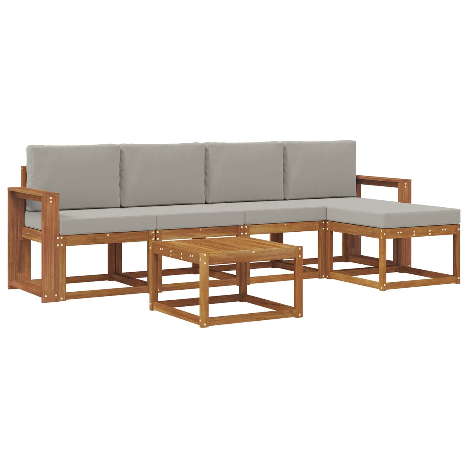 vidaXL Conjunto de Sofás para Exterior 6 pcs Cinza Natural e Claro