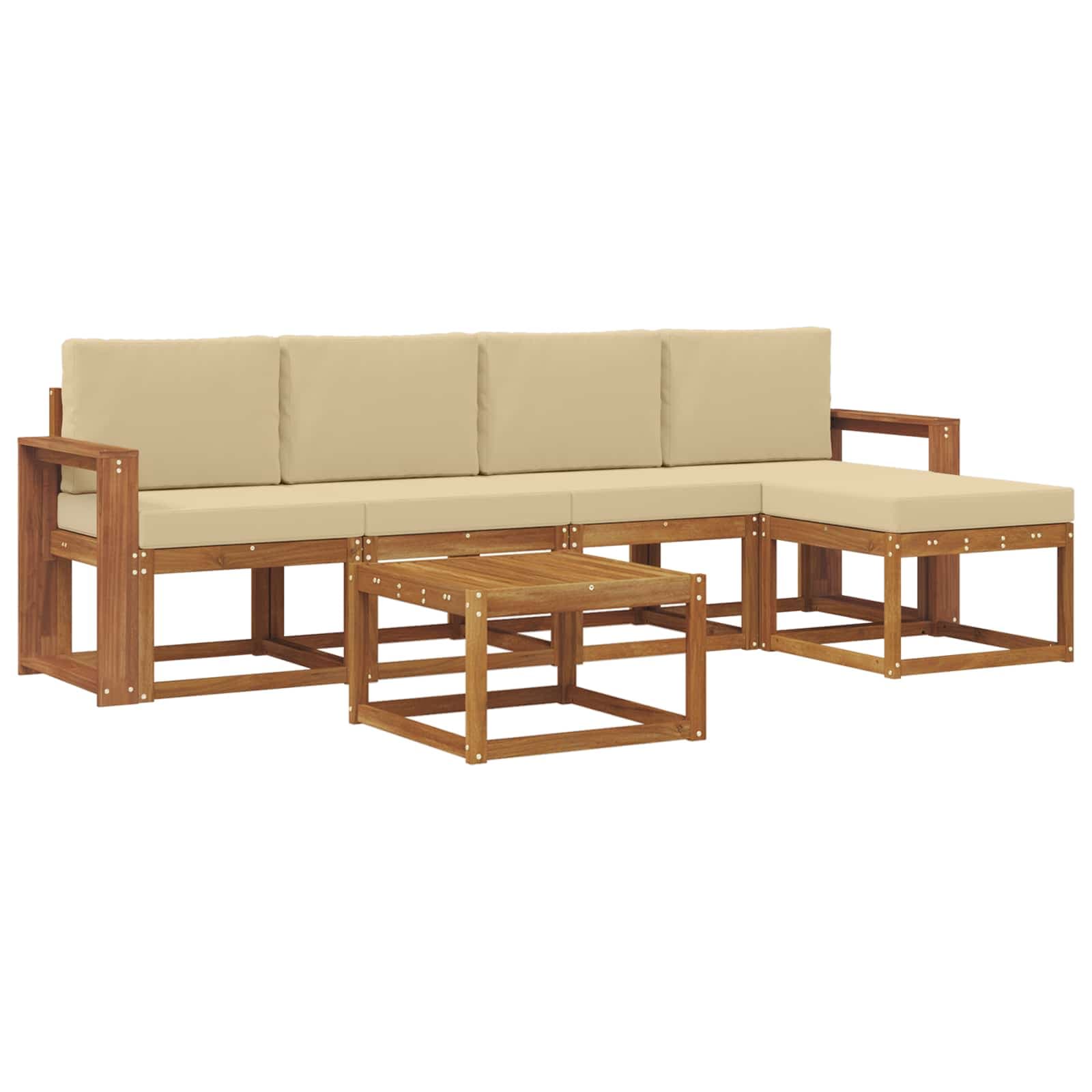 vidaXL Conjunto de Sofás para Exterior 6 pcs Natural e Bege
