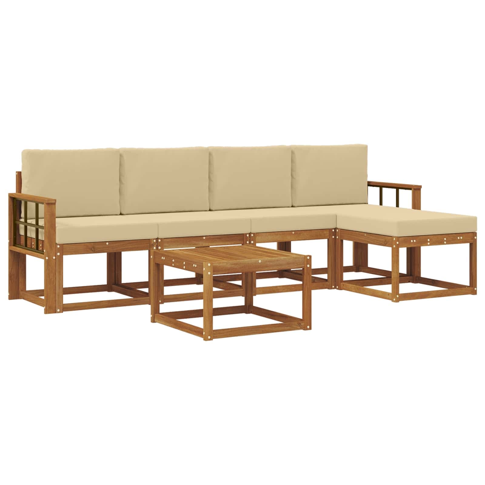 vidaXL Conjunto de Sofás para Exterior 6 pcs Natural e Bege