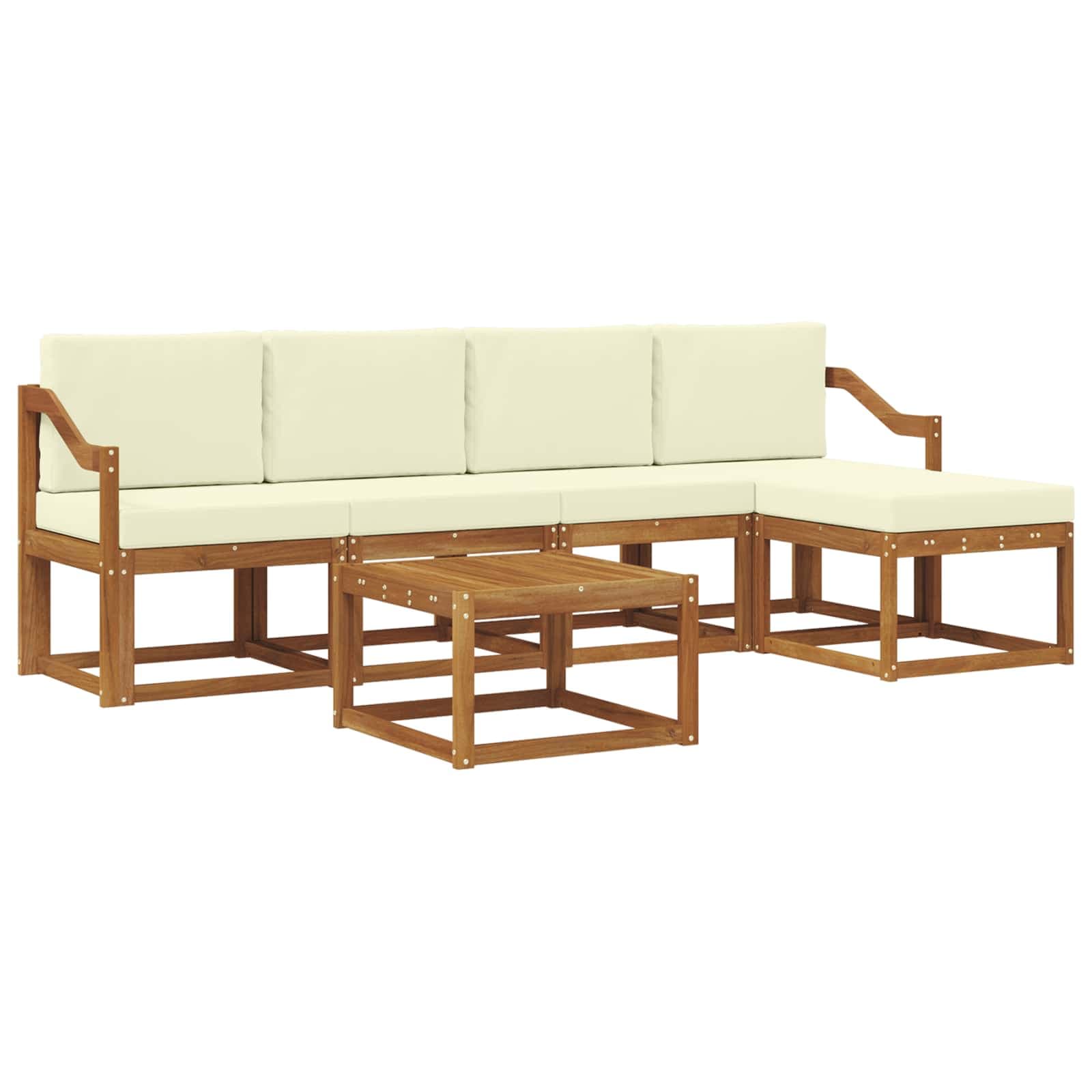 vidaXL Conjunto de Sofás para Exterior 6 pcs Natural e Creme