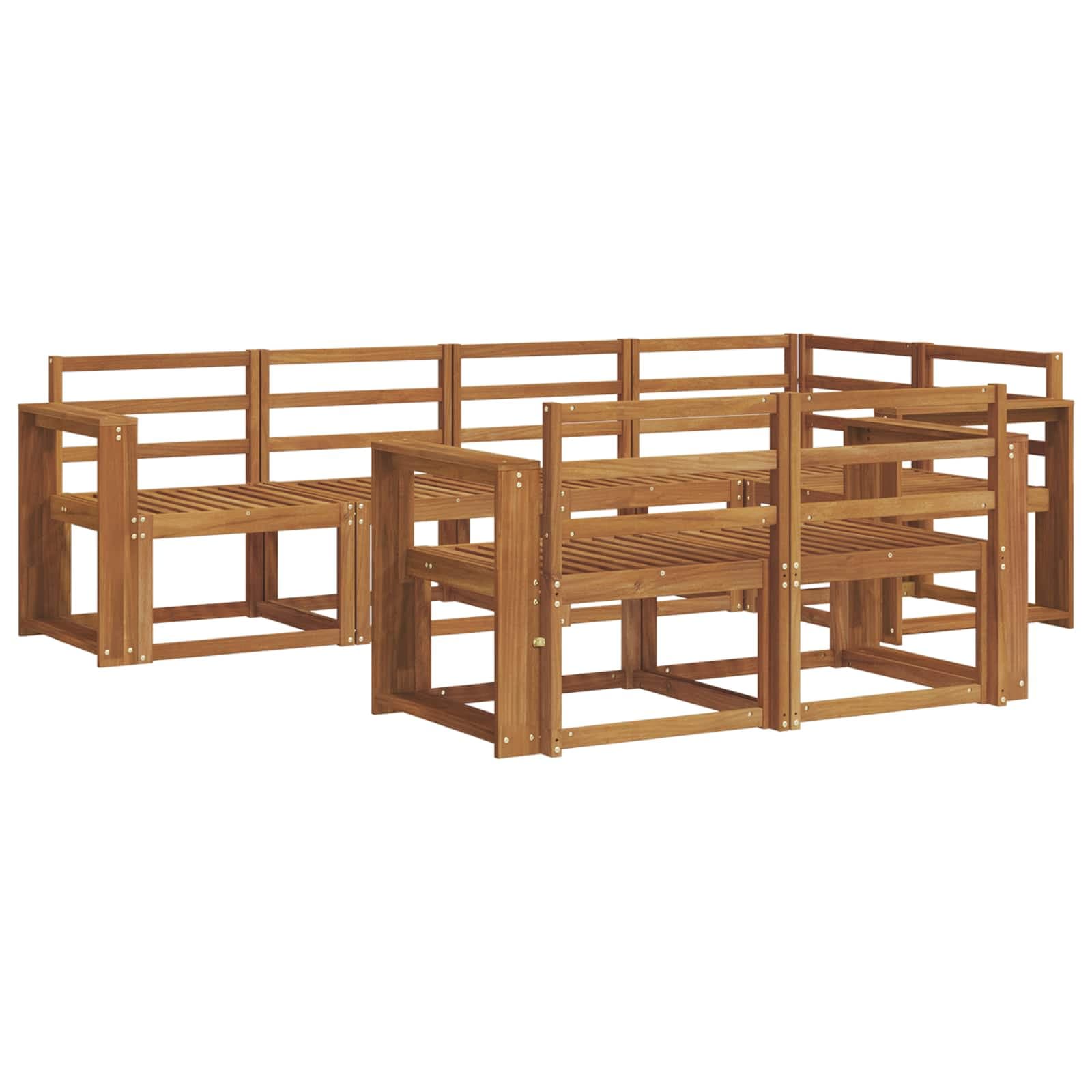 vidaXL Conjunto de Sofás para Exterior 7 pcs Natural