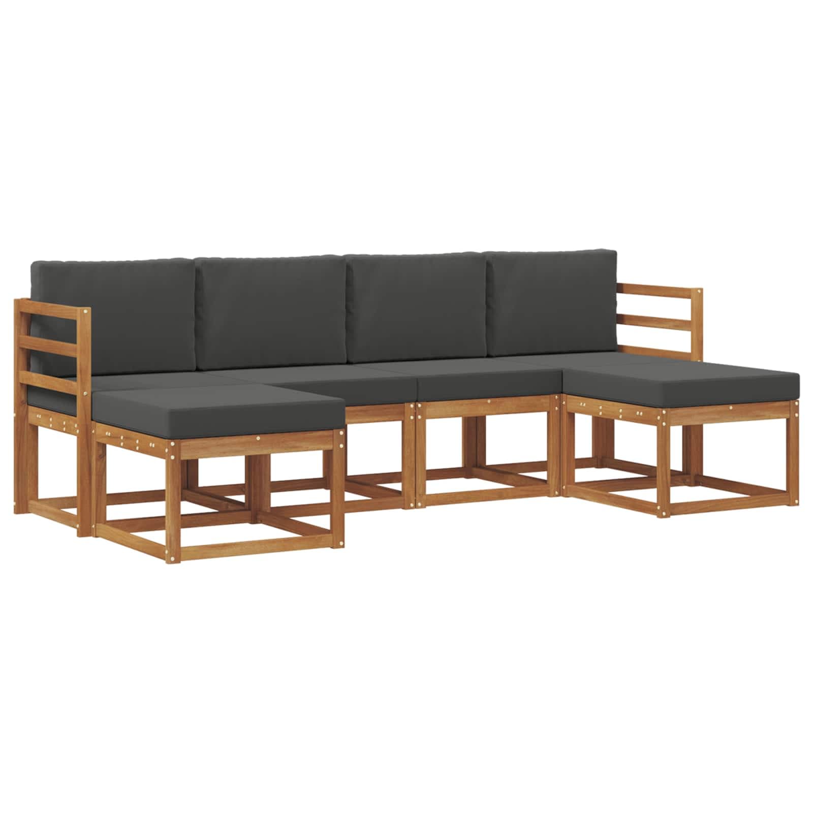 vidaXL Conjunto de Sofás para Exterior 6 pcs Natural e Antracite
