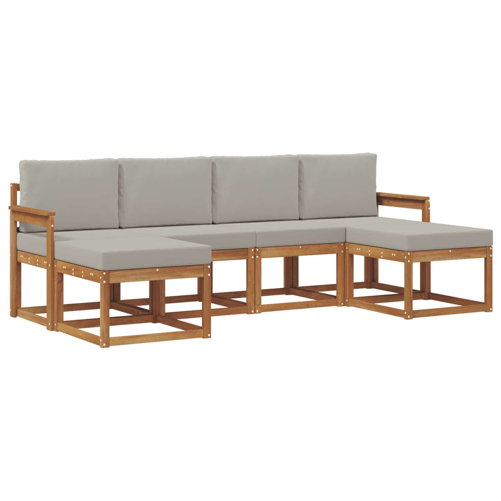 vidaXL Conjunto de Sofás para Exterior 6 pcs Cinza Natural e Claro