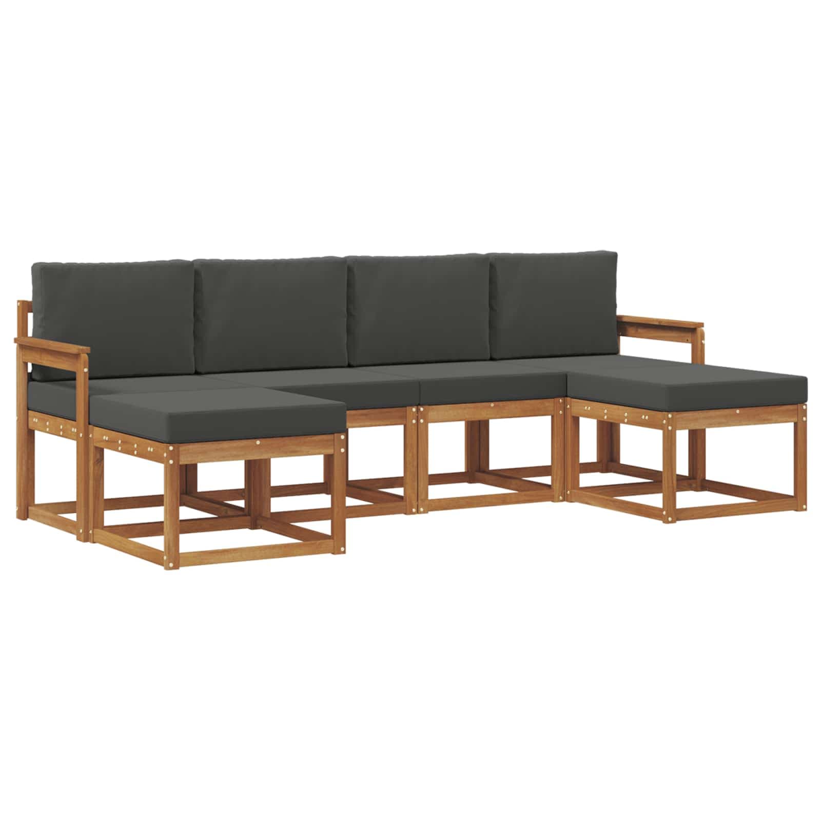 vidaXL Conjunto de Sofás para Exterior 6 pcs Natural e Antracite