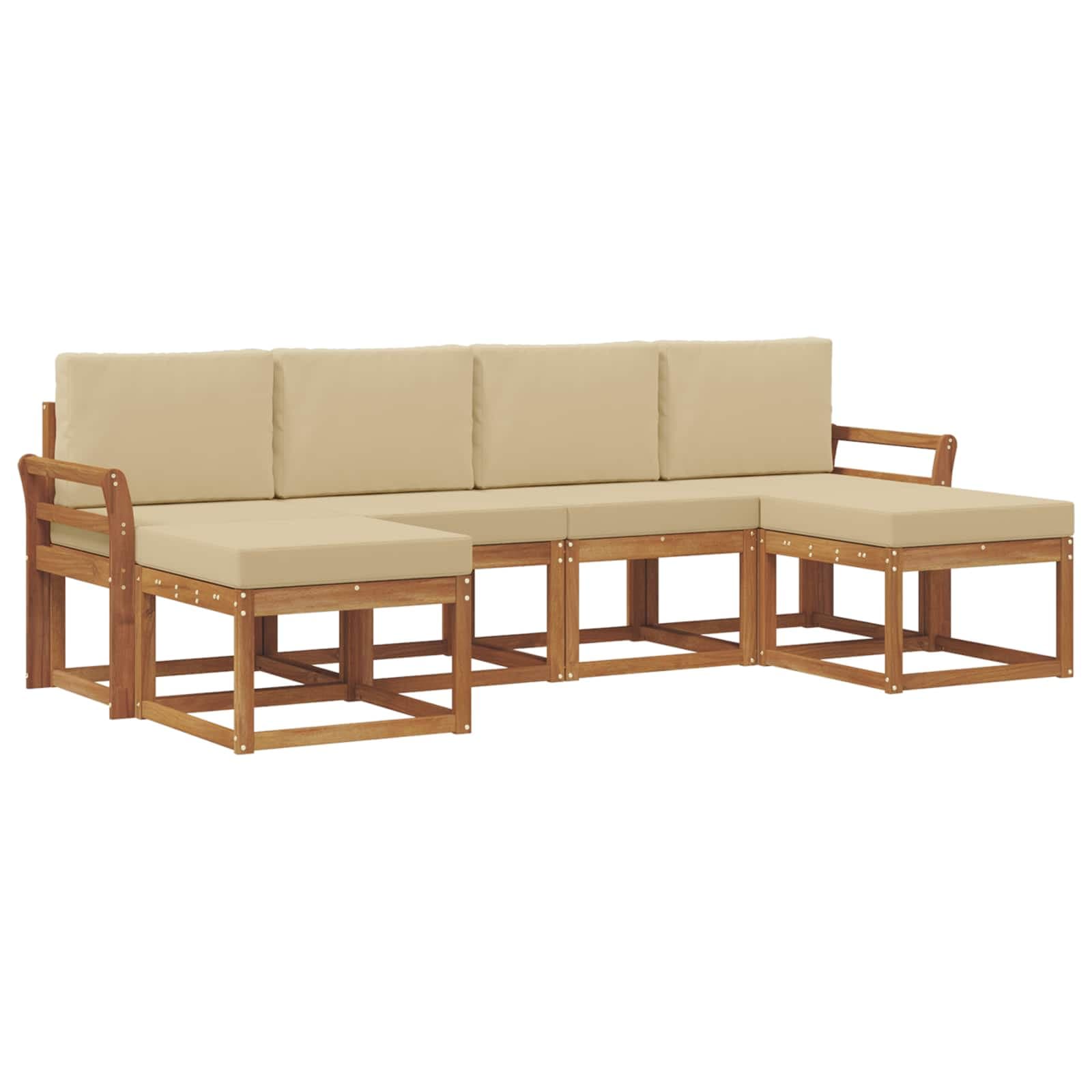 vidaXL Conjunto de Sofás para Exterior 6 pcs Natural e Bege