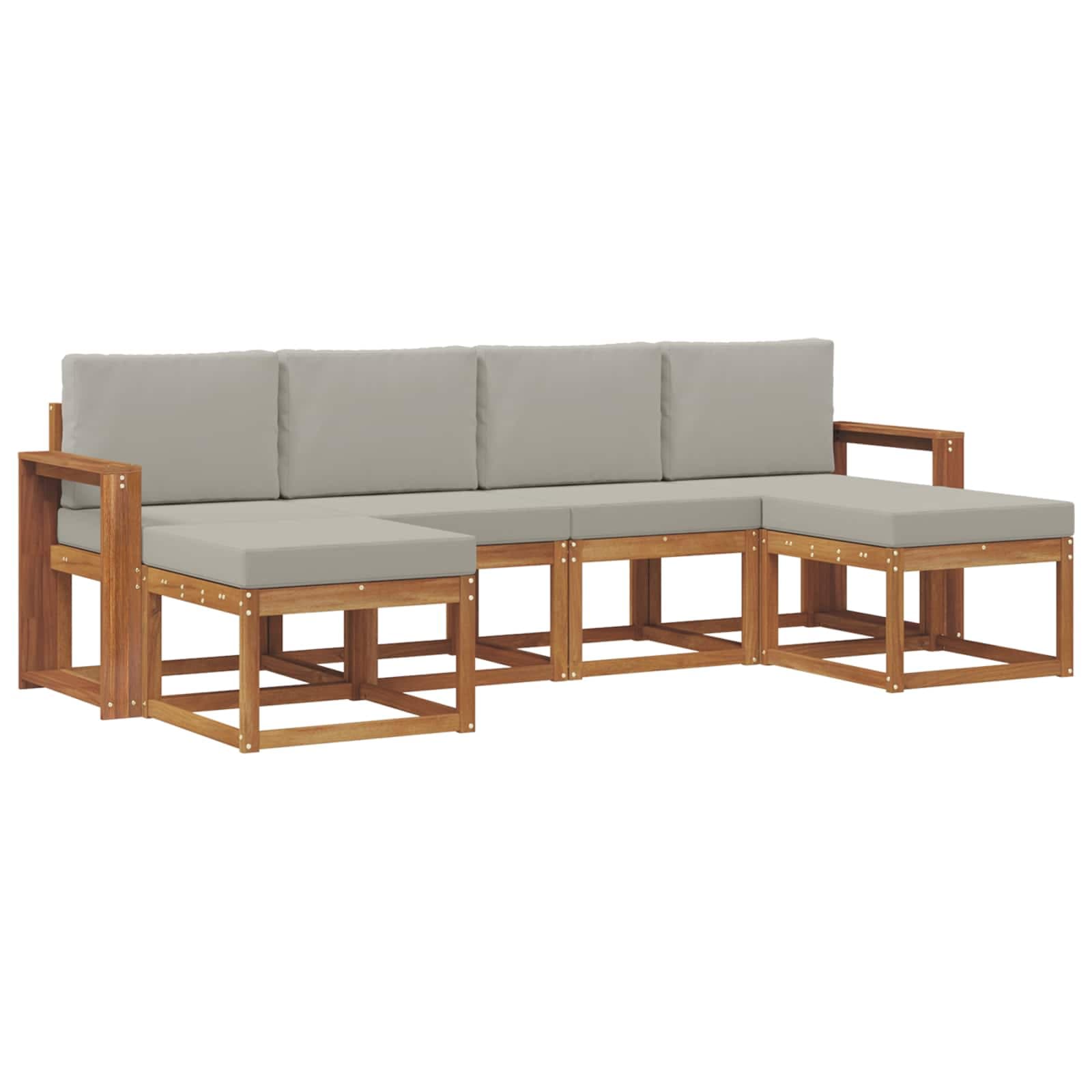vidaXL Conjunto de Sofás para Exterior 6 pcs Cinza Natural e Claro