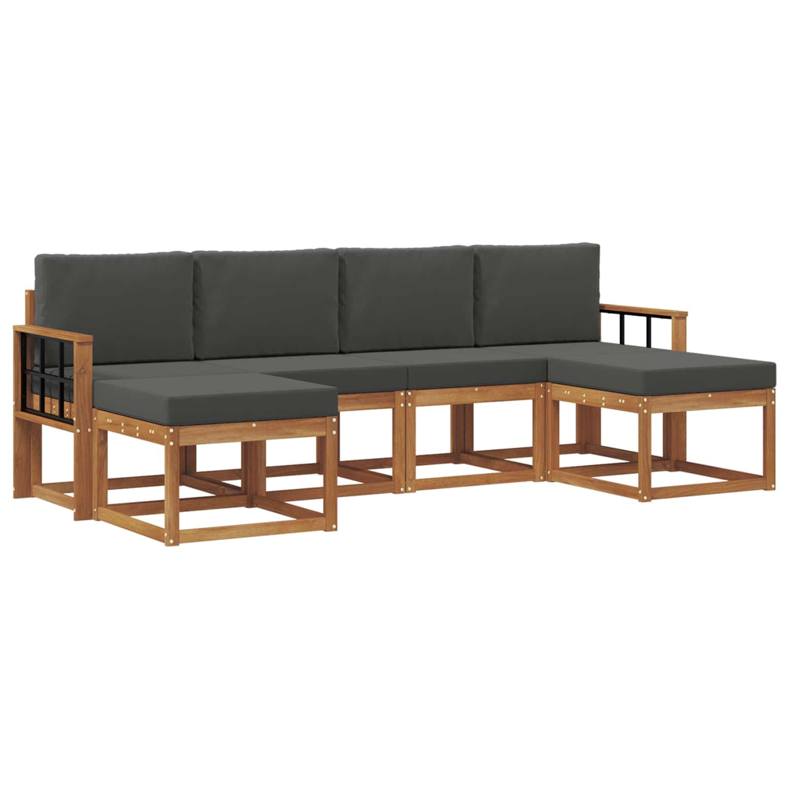 vidaXL Conjunto de Sofás para Exterior 6 pcs Natural e Antracite