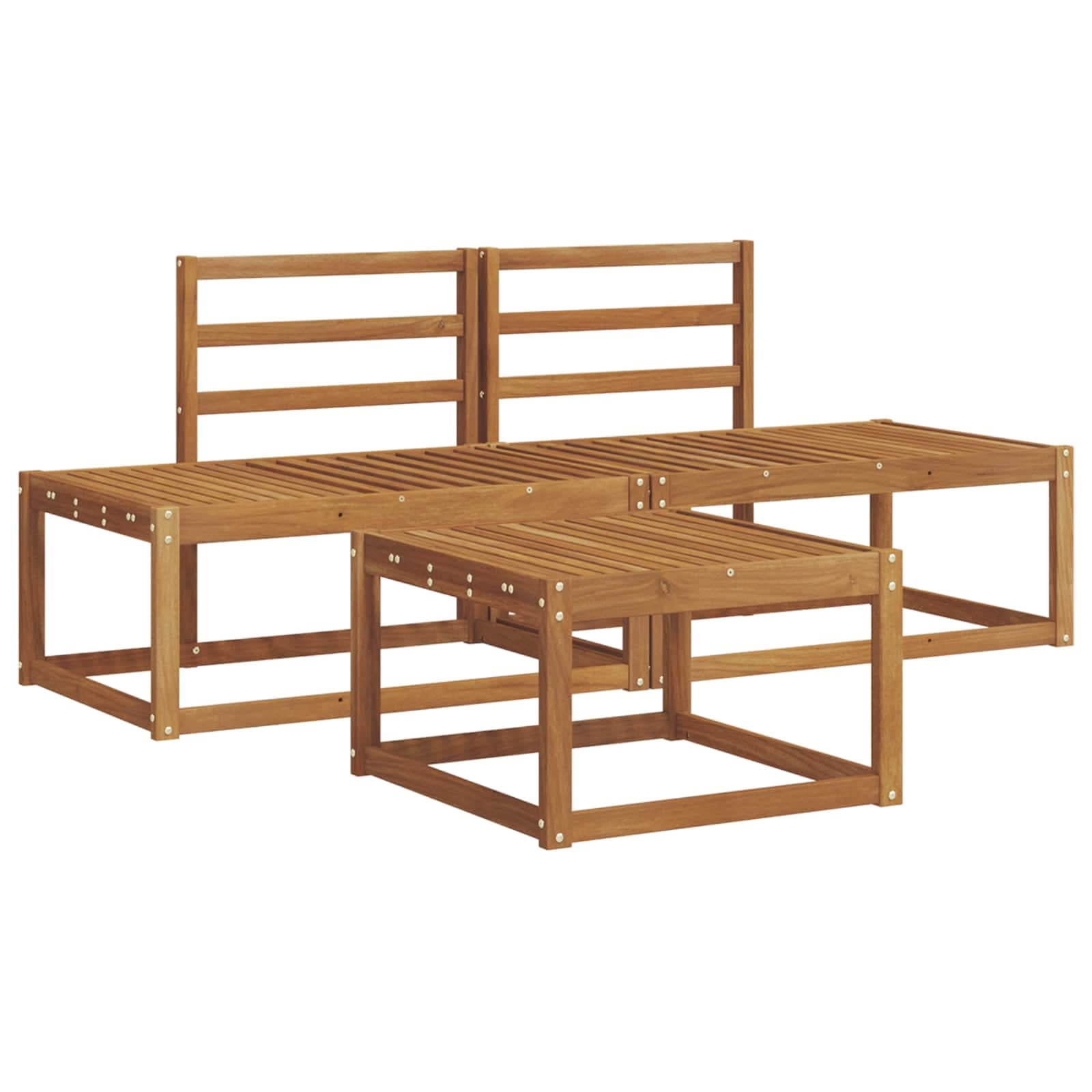 vidaXL Conjunto de Sofás para Exterior 3 pcs Natural