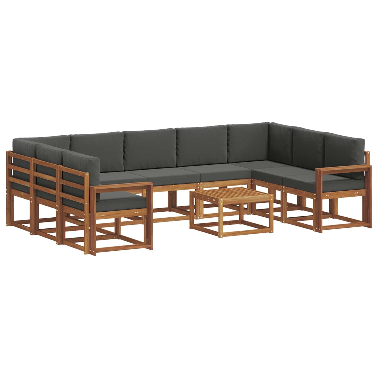 vidaXL Conjunto de Sofás para Exterior 10 pcs Natural e Antracite