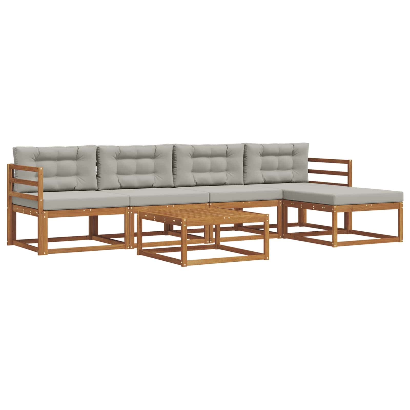 vidaXL Conjunto de Sofás para Exterior 6 pcs Cinza Natural e Claro