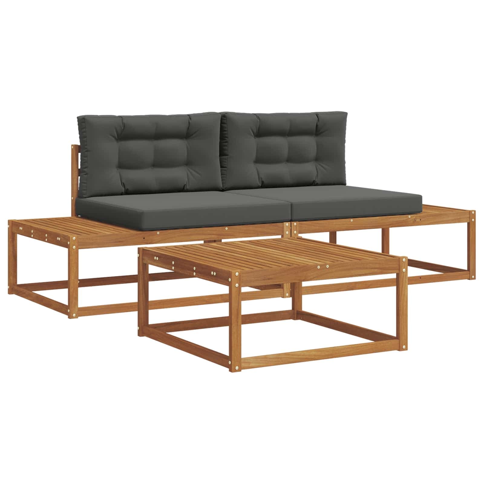 vidaXL Conjunto de Sofás para Exterior 3 Peça Natural e Antracite - 3051880591