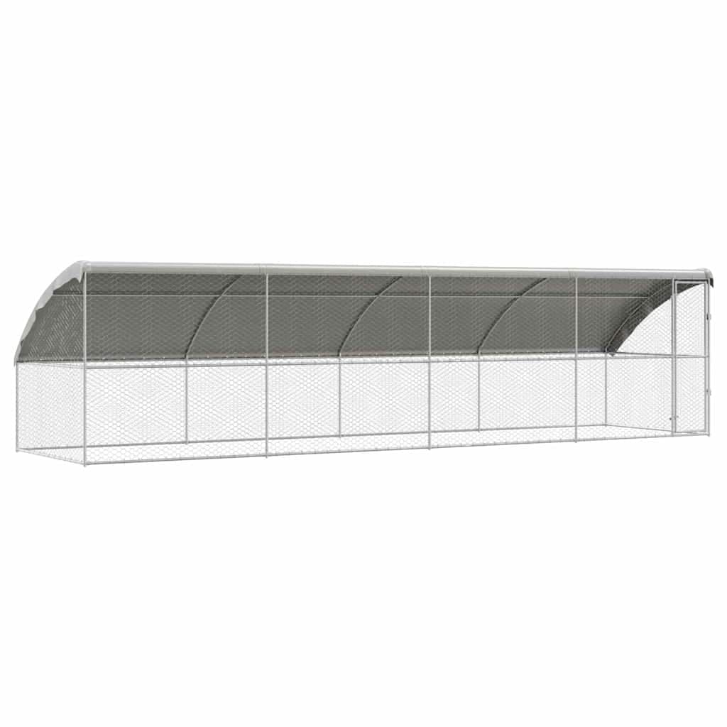 vidaXL Canil de Cachorro 4 pcs Prateado 8 x 2 x 2 m Aço galvanizado