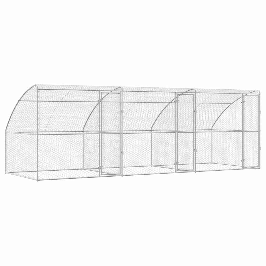 vidaXL Canil de Cachorro 3 pcs Prateado 6 x 2 x 2 m Aço galvanizado
