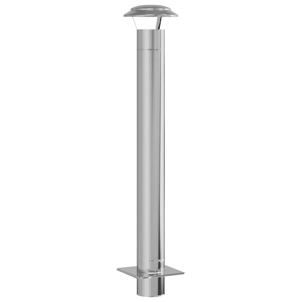 vidaXL Extensão de Chaminé Prateado 25 x 25 x 132 cm Aço inoxidável