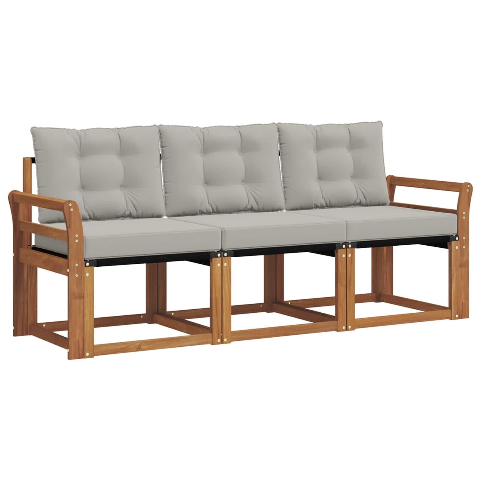 vidaXL Conjunto de Sofás para Exterior 3 pcs Cinza Natural e Claro