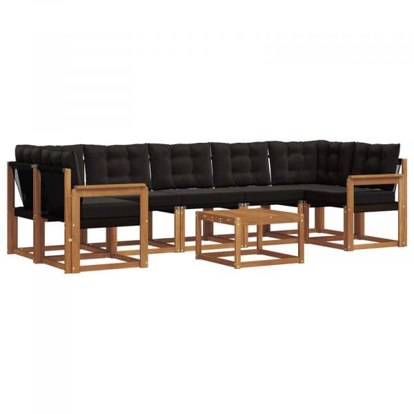 vidaXL Conjunto de Sofás para Exterior 8 Peças Natural e Preto - 1053497976
