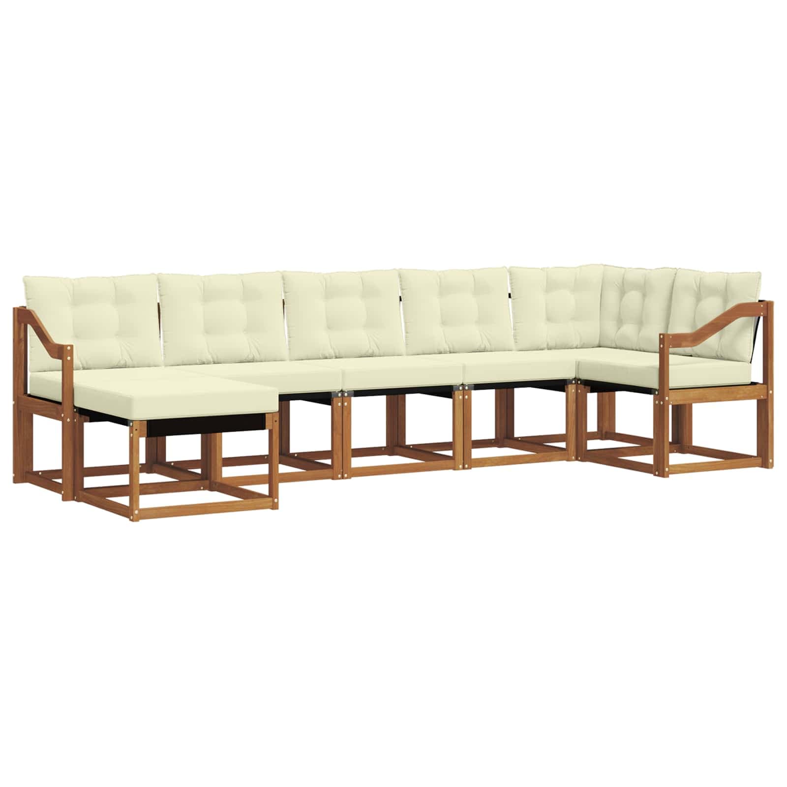 vidaXL Conjunto de Sofás para Exterior 7 pcs Natural e Creme