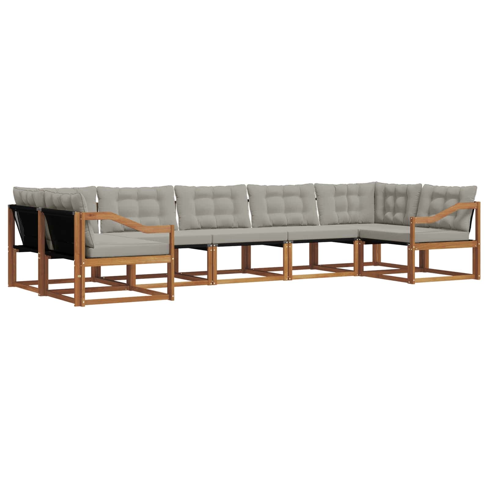 vidaXL Conjunto de Sofás para Exterior 7 Peças Cinza Natural e Claro - 4076718097