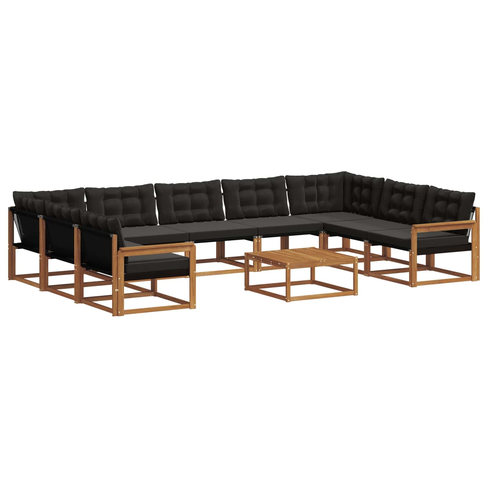 vidaXL Conjunto de Sofás para Exterior 10 Peças Natural e Preto - 755188551