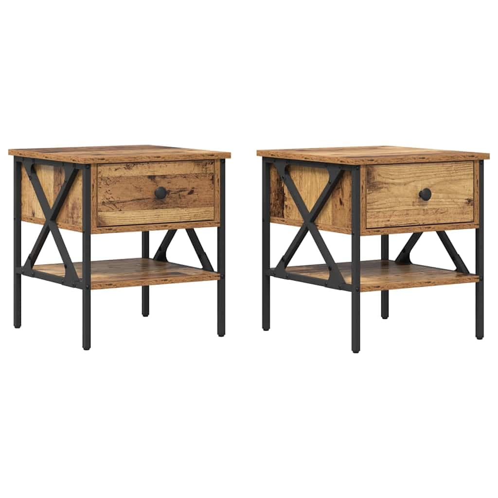 vidaXL Armário de Cabeceira 2 pcs Madeira antiga 40 x 42 x 45 cm