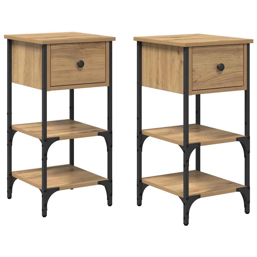 vidaXL Armário de Cabeceira 2 pcs Castanho 33,5 x 36 x 70 cm