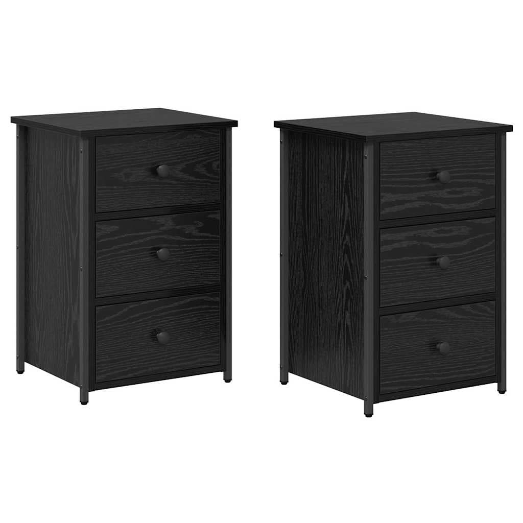 vidaXL Armário de Cabeceira 2 pcs Carvalho Preto 40 x 36 x 60 cm