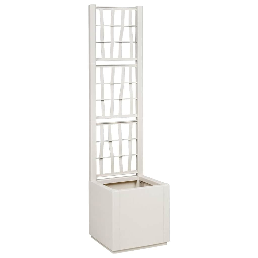vidaXL Jardineira com Treliça Branco 36 x 36 x 140 cm PP