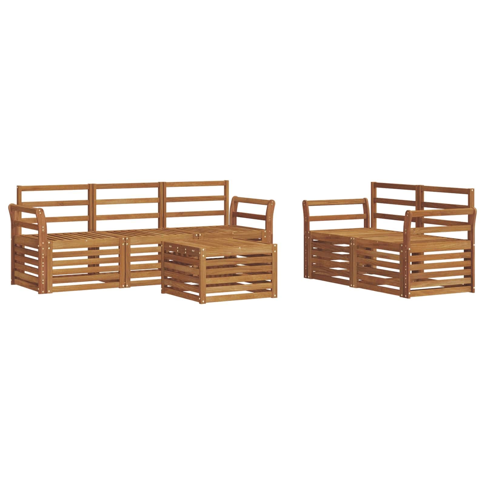 vidaXL Conjuntos de sofás 6 pcs Natural Madeira Sólida de Acácia