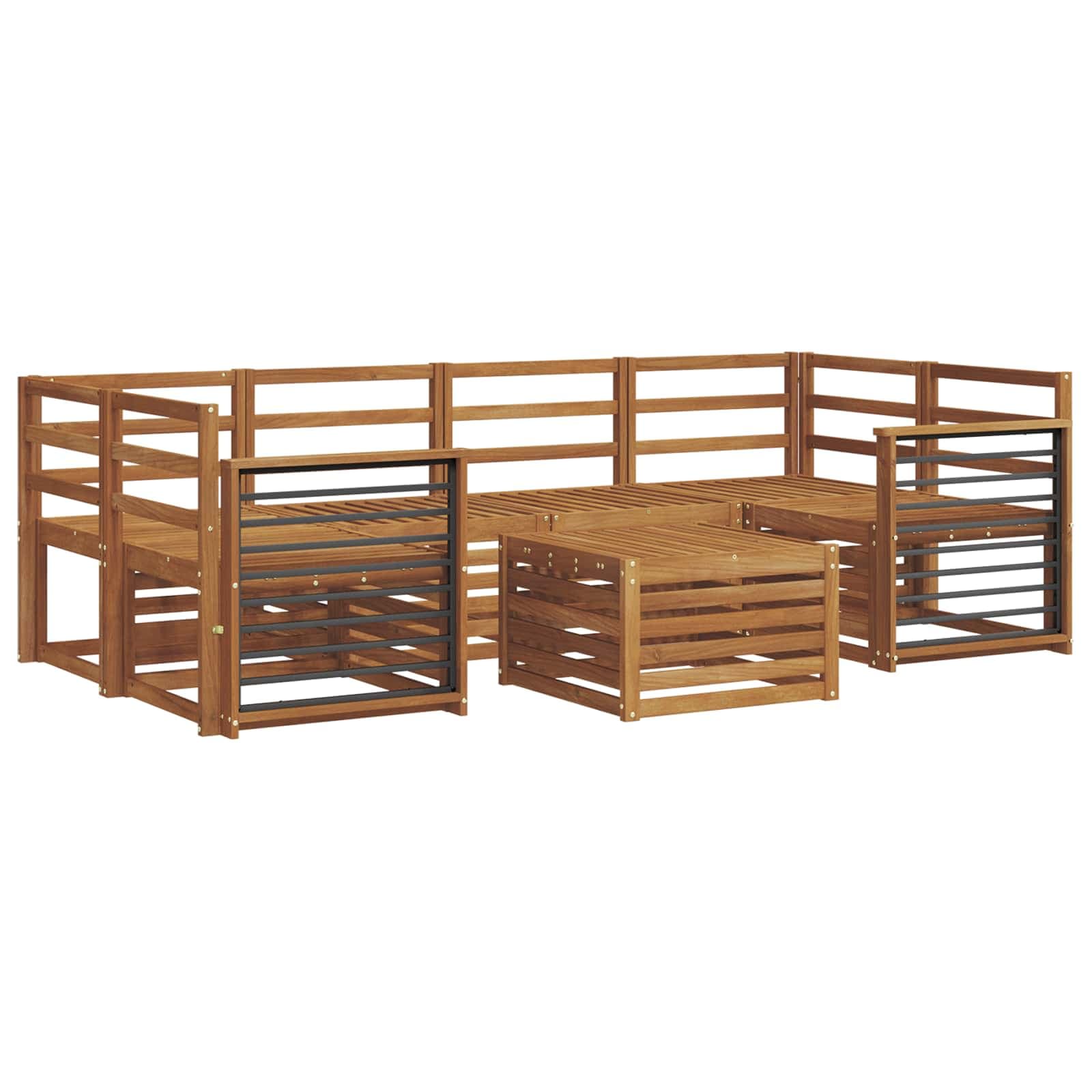 vidaXL Conjuntos de sofás 7 pcs Natural Madeira Sólida de Acácia