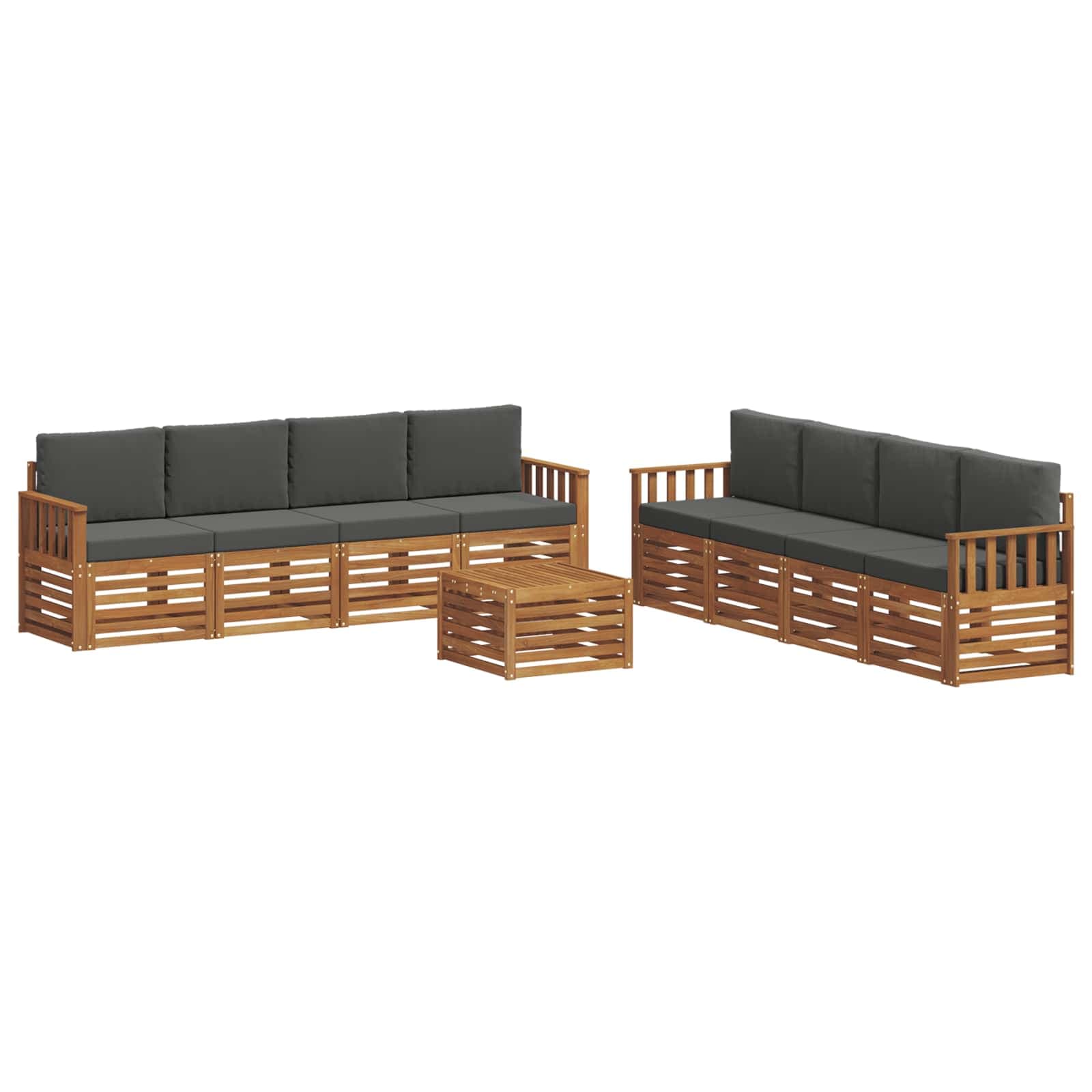vidaXL Conjuntos de sofás com almofada 9 pcs Natural e Antracite