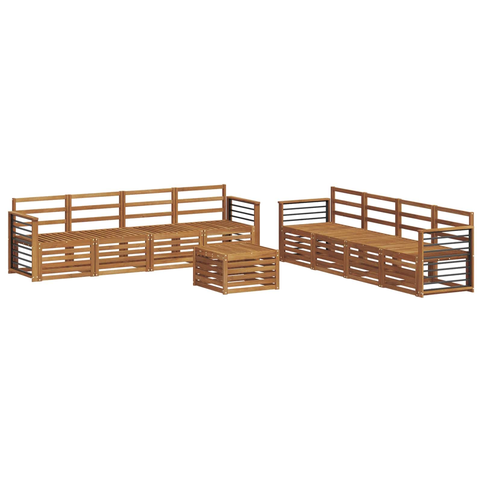 vidaXL Conjuntos de sofás 9 pcs Natural Madeira Sólida de Acácia