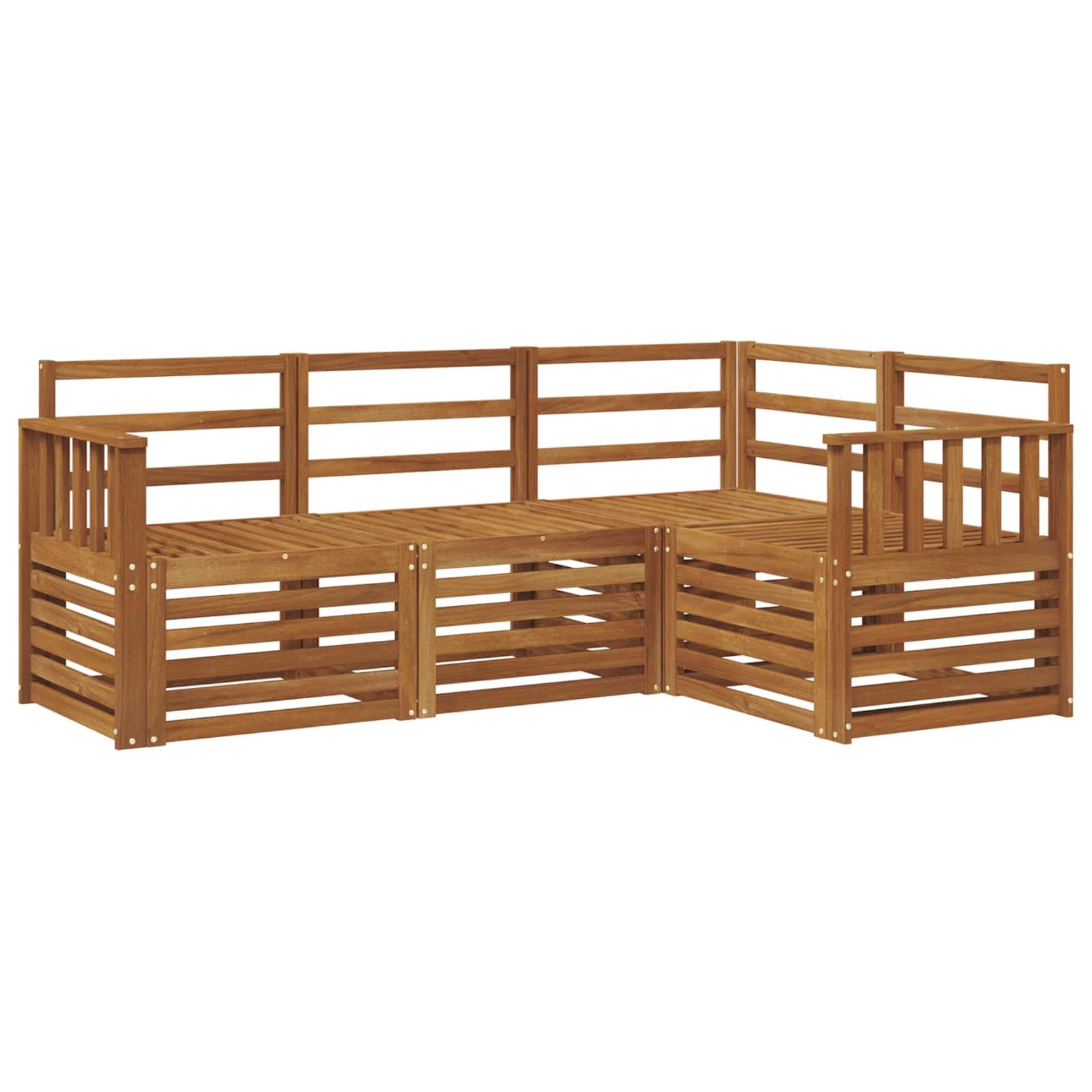 vidaXL Conjuntos de sofás 4 pcs Natural Madeira Sólida de Acácia