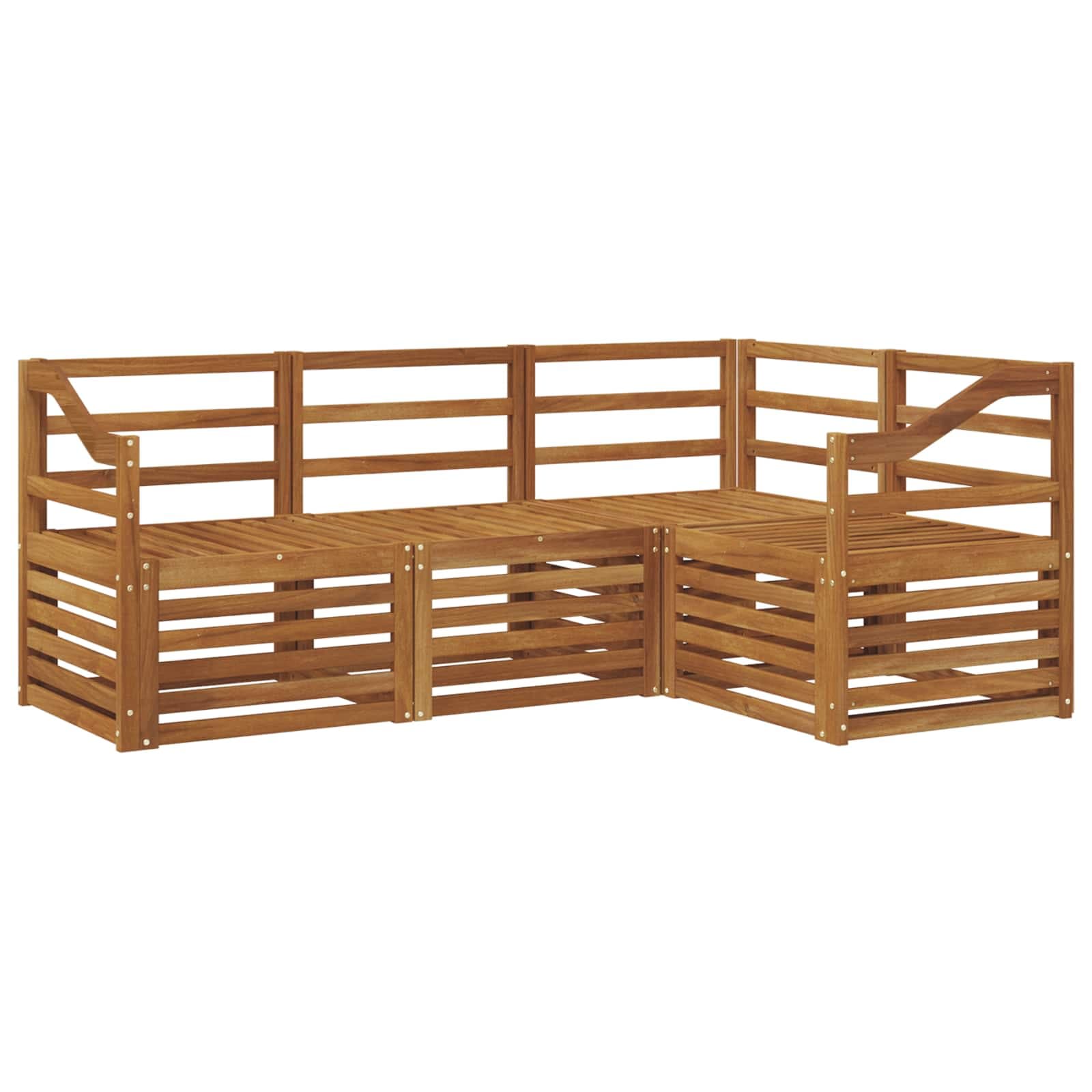 vidaXL Conjuntos de sofás 4 pcs Natural Madeira Sólida de Acácia