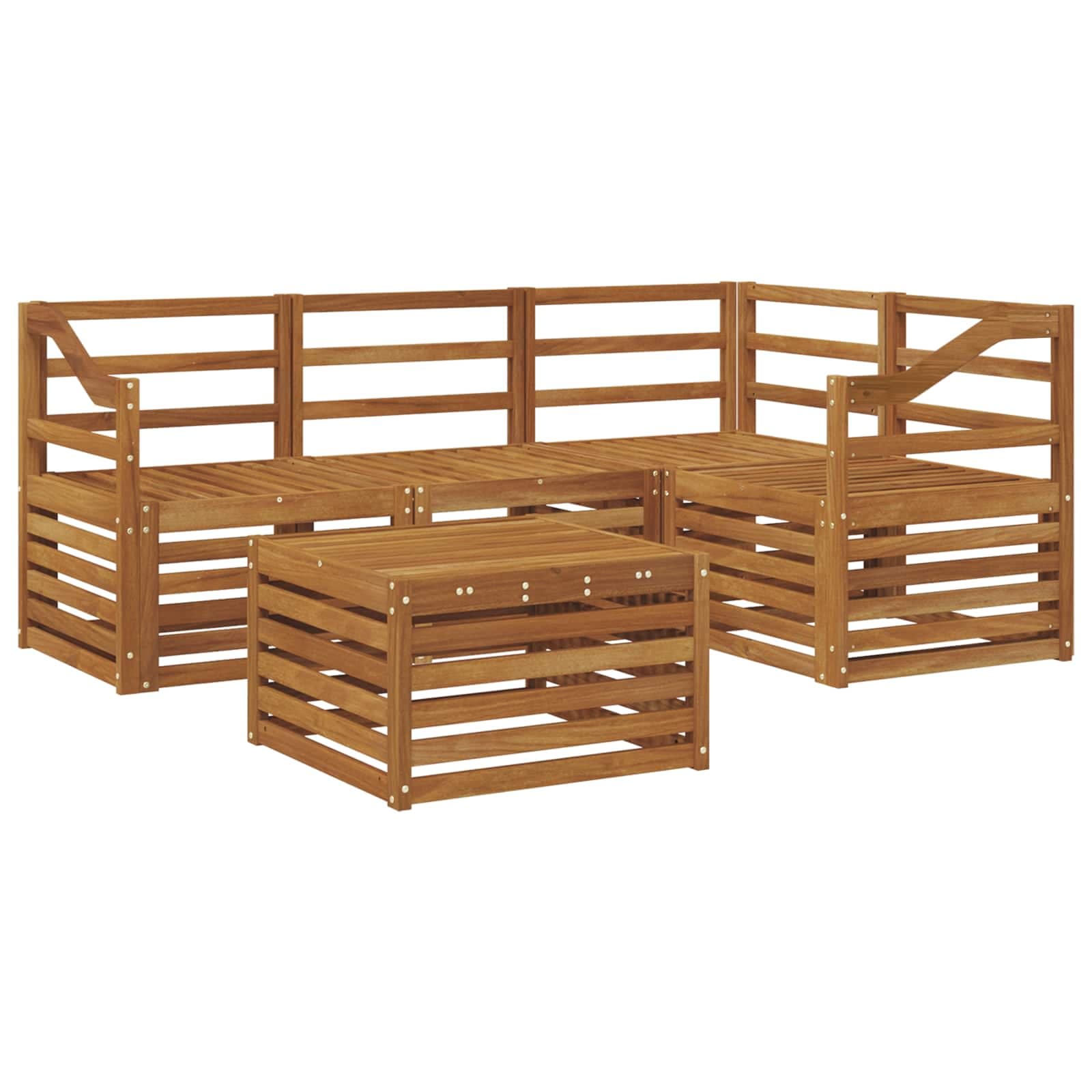 vidaXL Conjunto de Sofás para Exterior 5 pcs Natural