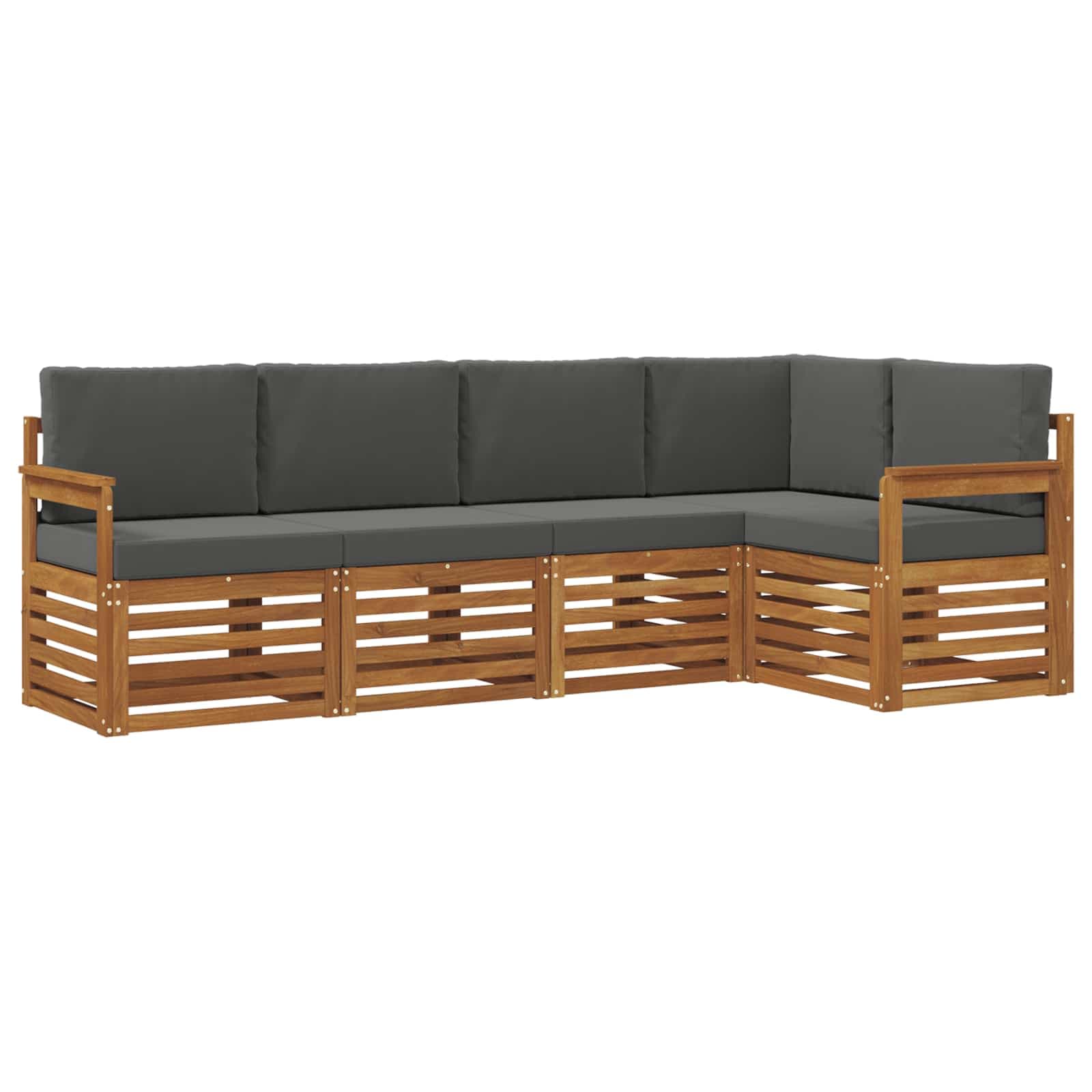 vidaXL Conjunto de Sofá Sectional 5 pcs Natural e Antracite