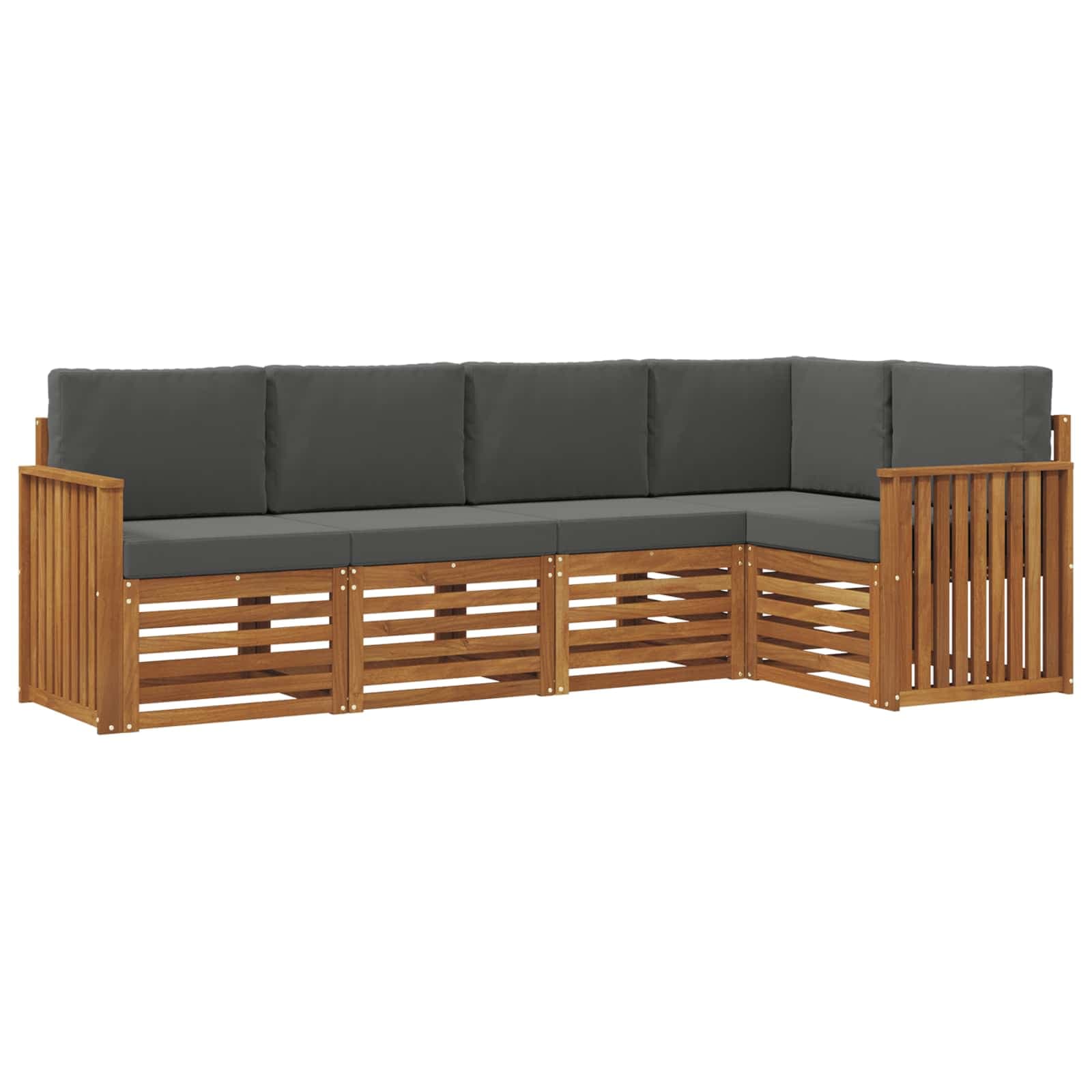 vidaXL Conjunto de Sofá Sectional 5 pcs Natural e Antracite