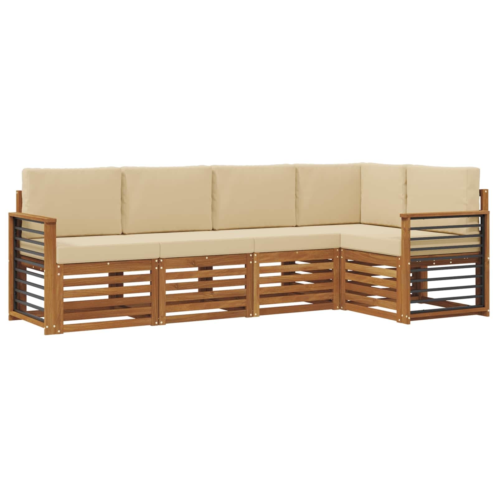 vidaXL Conjunto de Sofá Sectional com almofada 5 pcs Natural e Bege