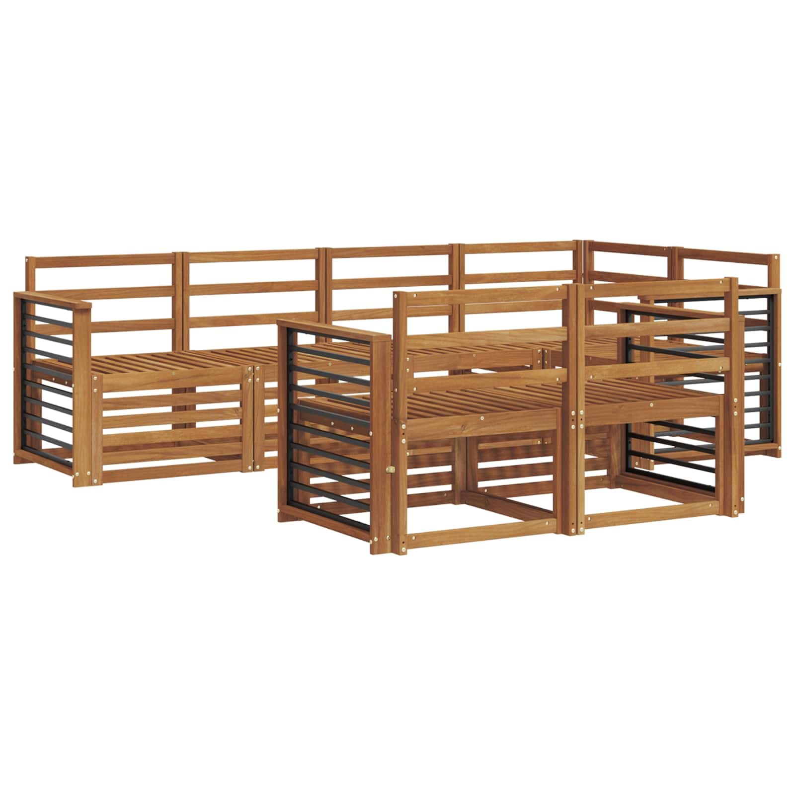 vidaXL Conjuntos de sofás 7 pcs Natural Madeira Sólida de Acácia