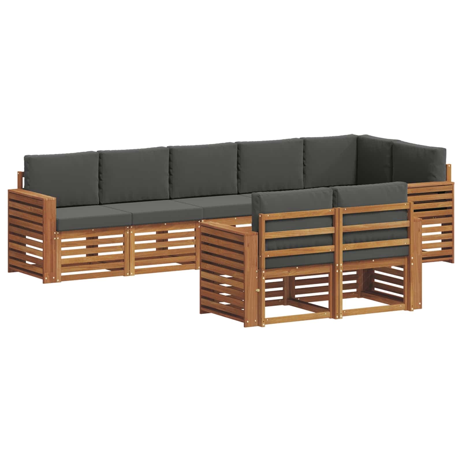 vidaXL Conjuntos de sofás com almofada 8 pcs Natural e Antracite