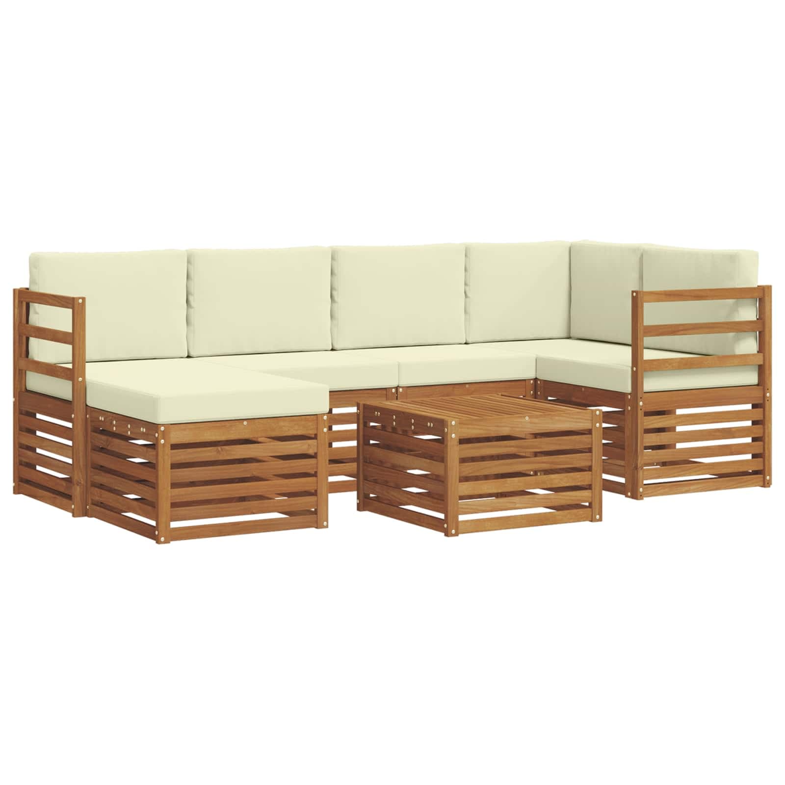 vidaXL Conjunto de Sofá Sectional com almofada 7 pcs Natural e Creme
