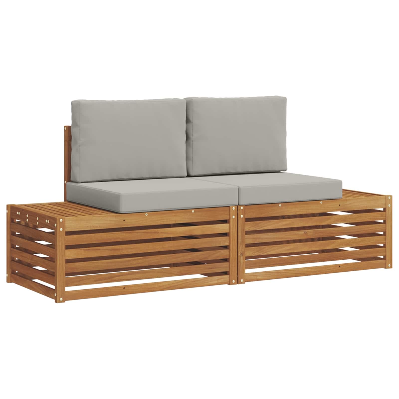vidaXL Conjunto de Sofás para Exterior 2 Peça Cinza Natural e Claro