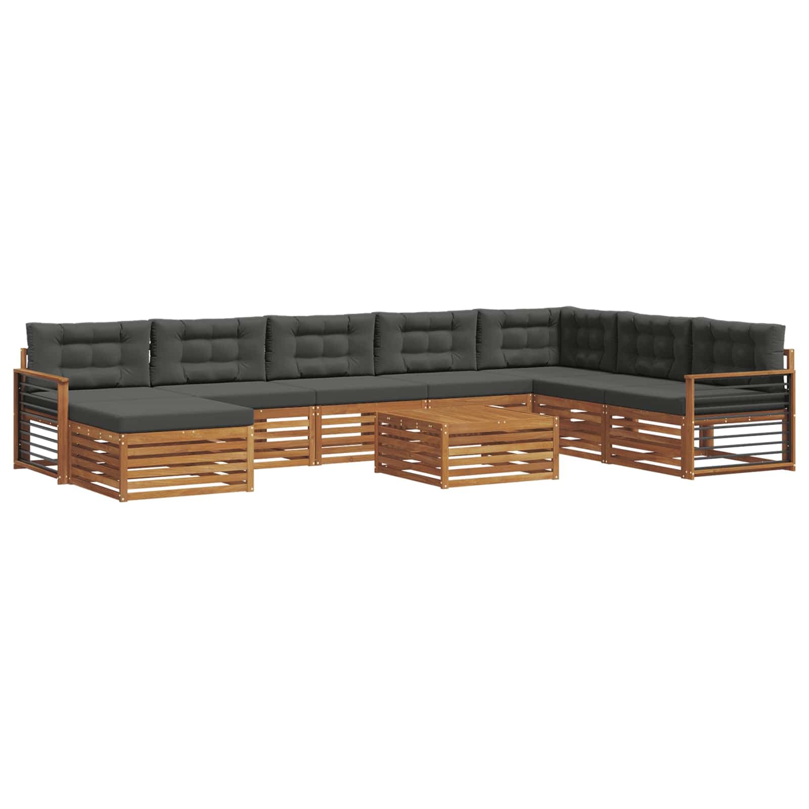 vidaXL Conjunto de Sofás para Exterior 9 pcs Natural e Antracite