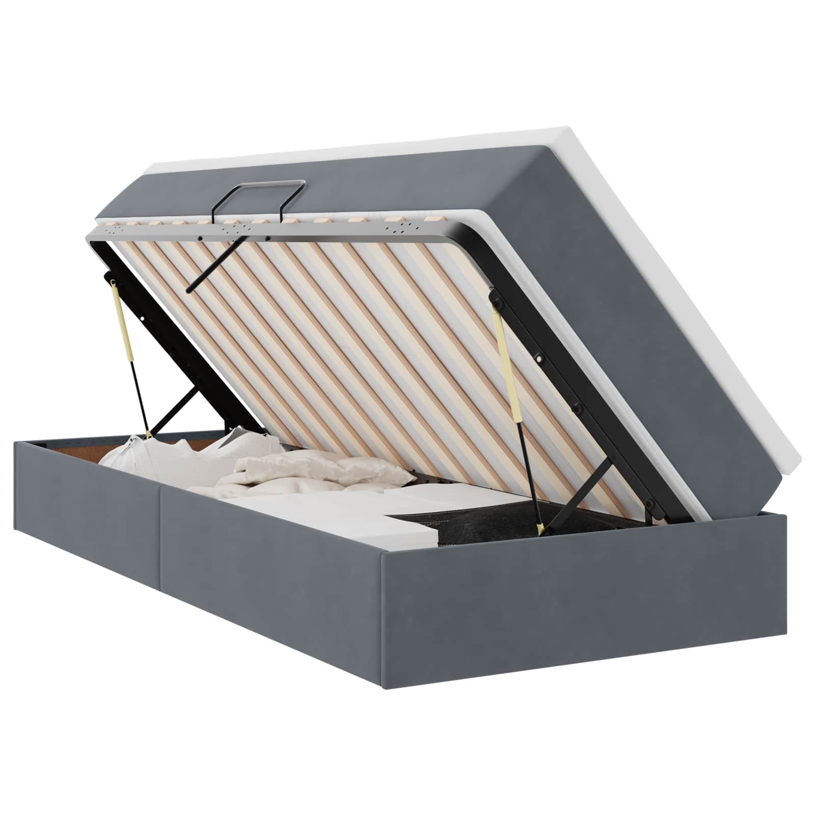 vidaXL Cama com arrumação e colchão Cinza Escuro 90 x 200 cm Veludo