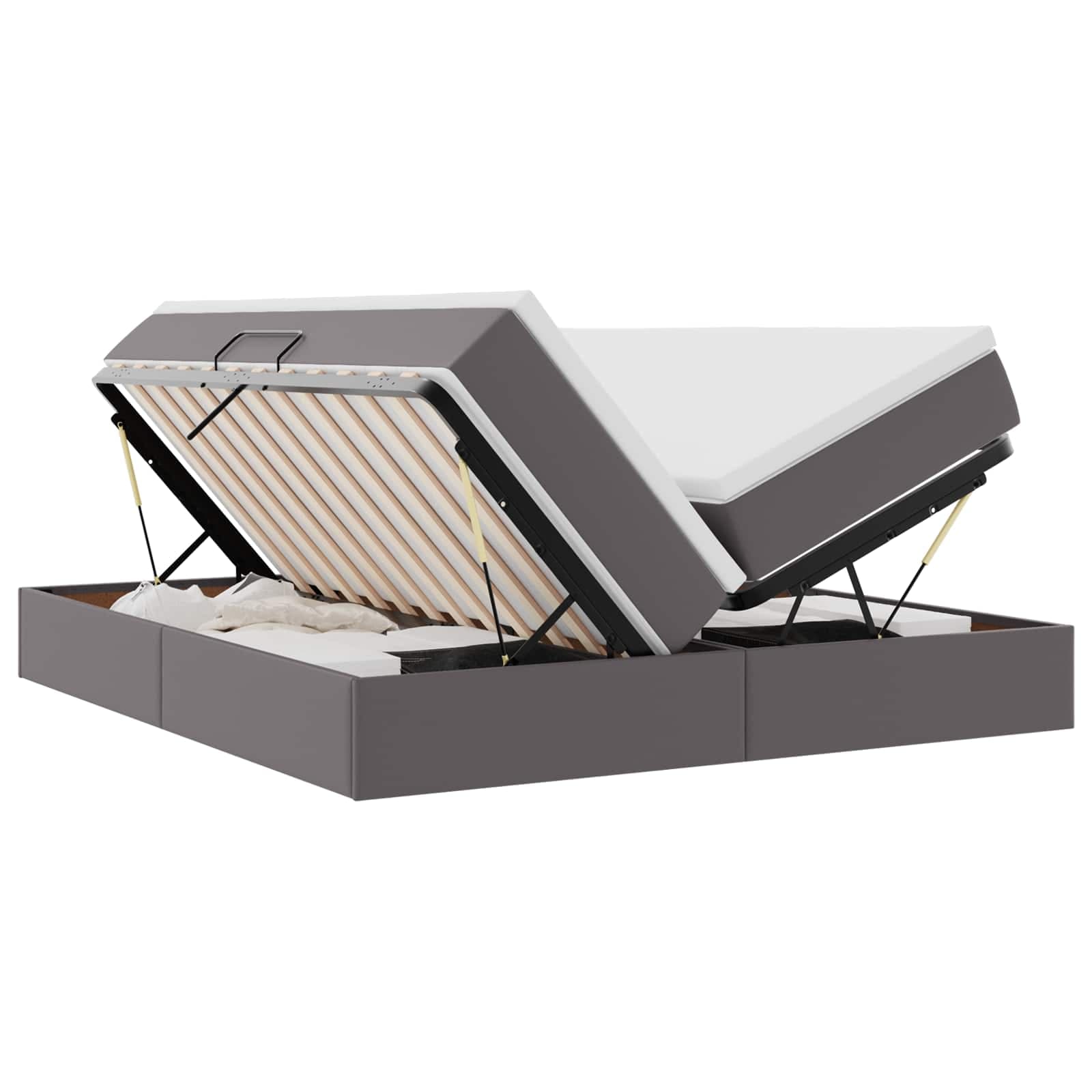 vidaXL Cama com arrumação e colchão com colchão Cinzeto 200 x 200 cm
