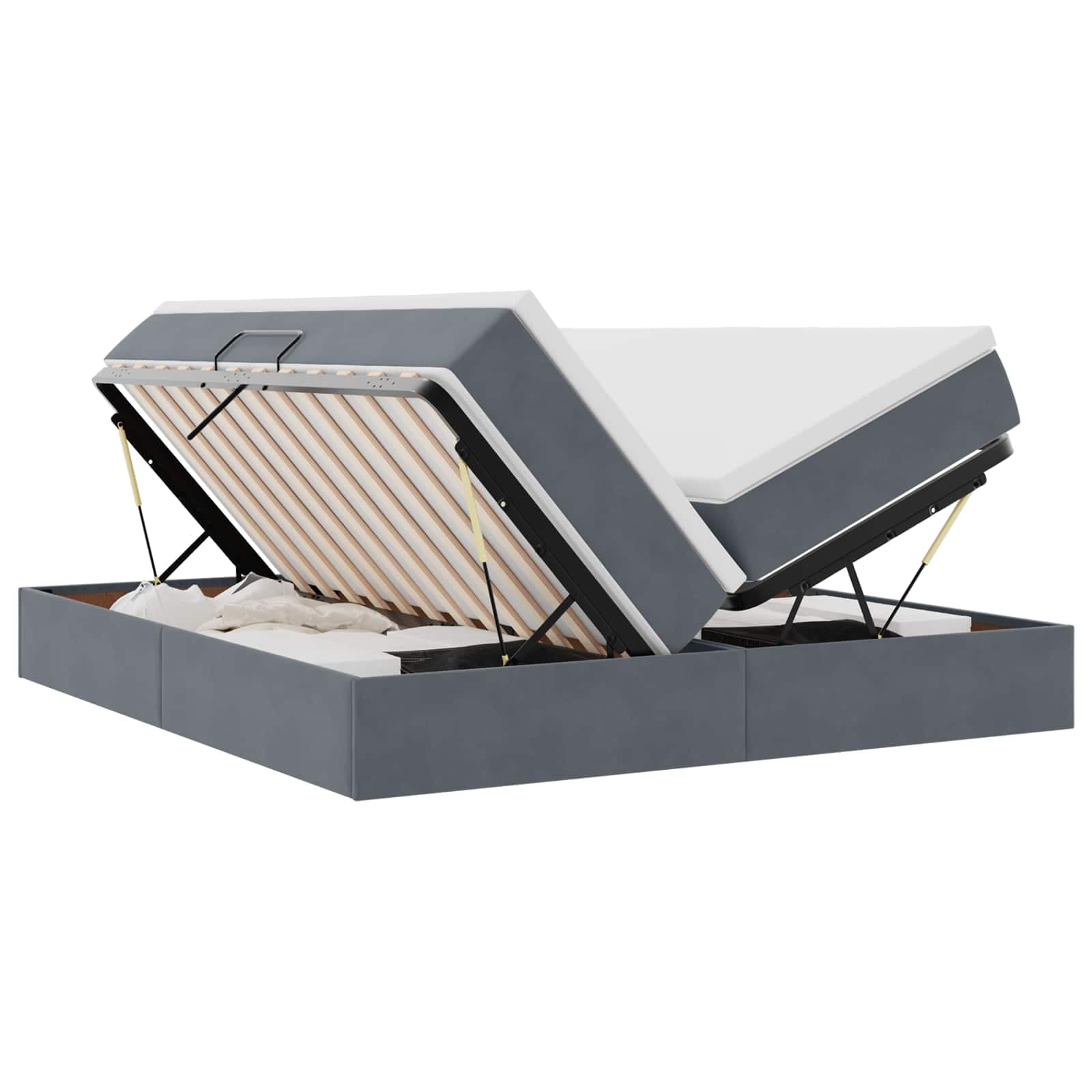 vidaXL Cama com arrumação e colchão Cinza Escuro 180 x 200 cm Veludo