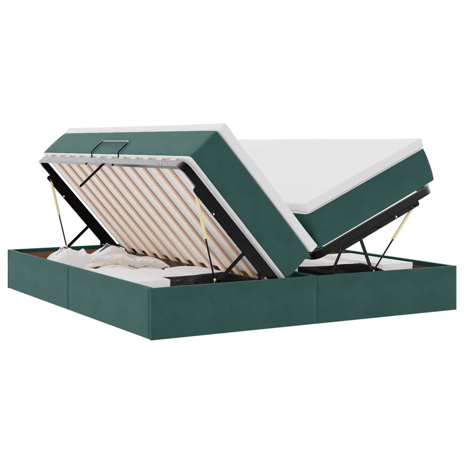 vidaXL Cama com arrumação e colchão Verde Escuro 200 x 200 cm Veludo