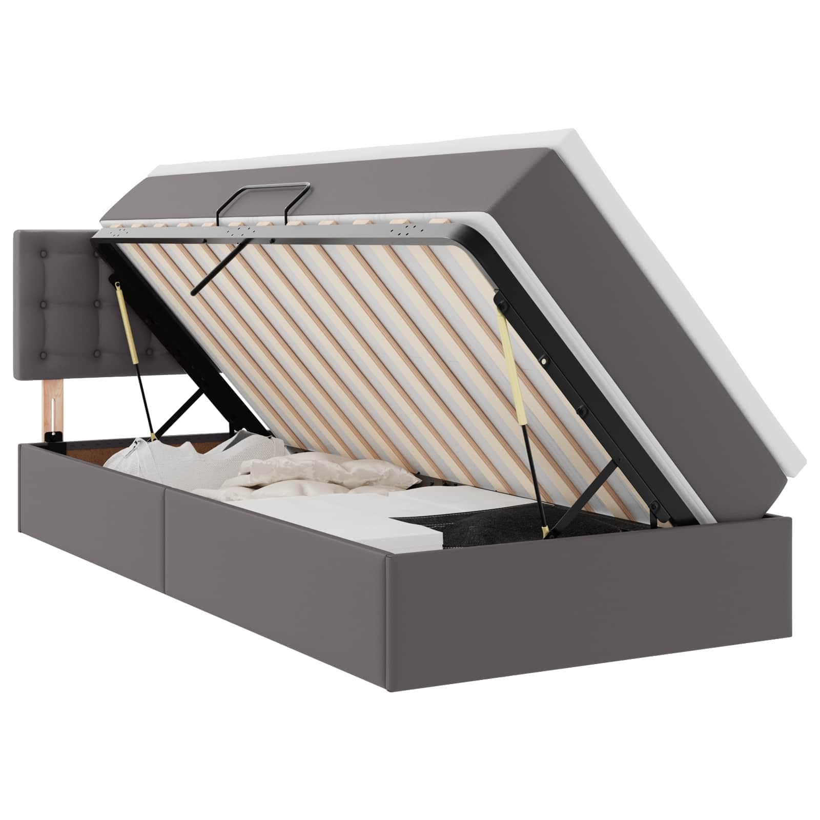 vidaXL Cama com arrumação e colchão com colchão Cinzeto 100 x 200 cm