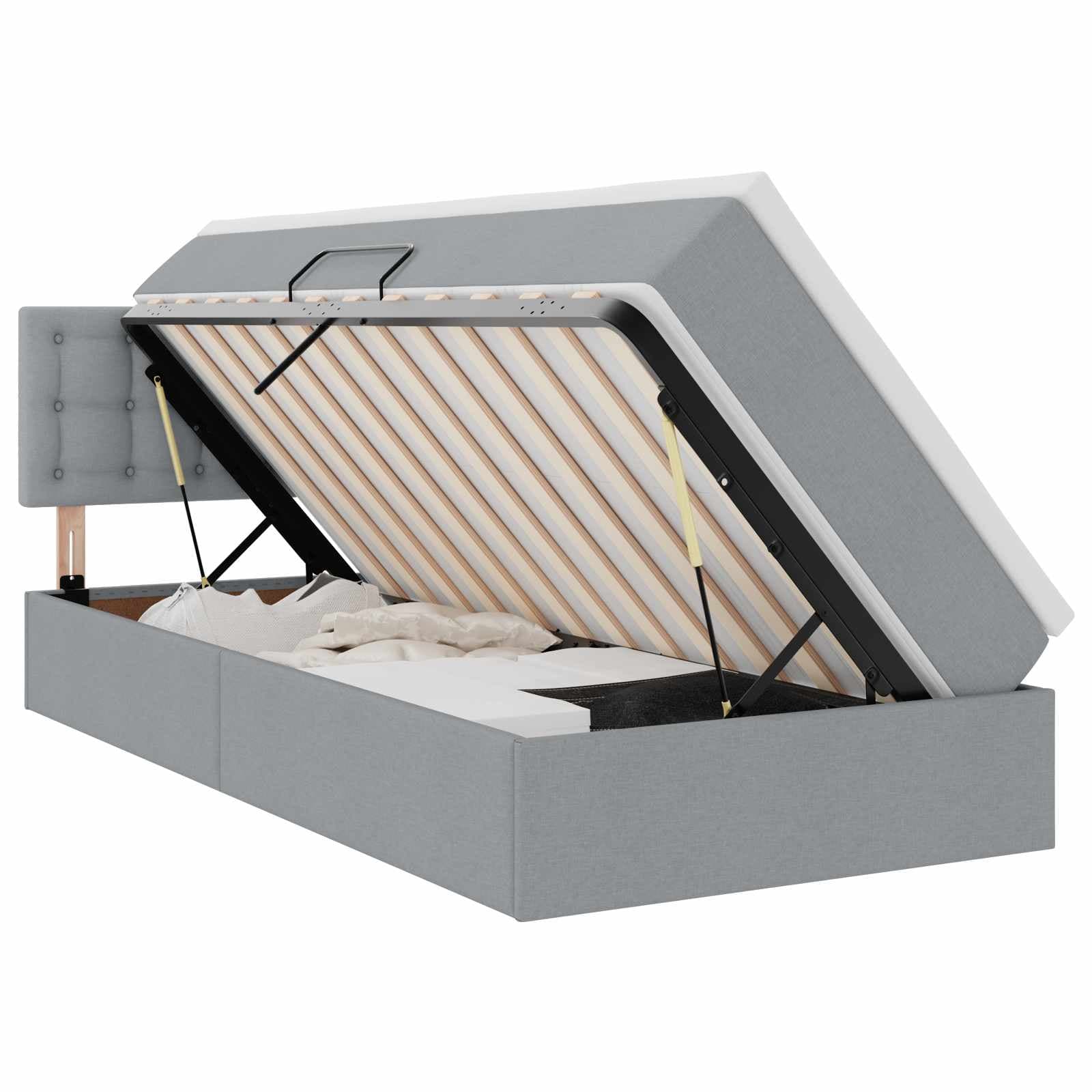 vidaXL Cama com arrumação e colchão Cinzento-claro 90 x 190 cm