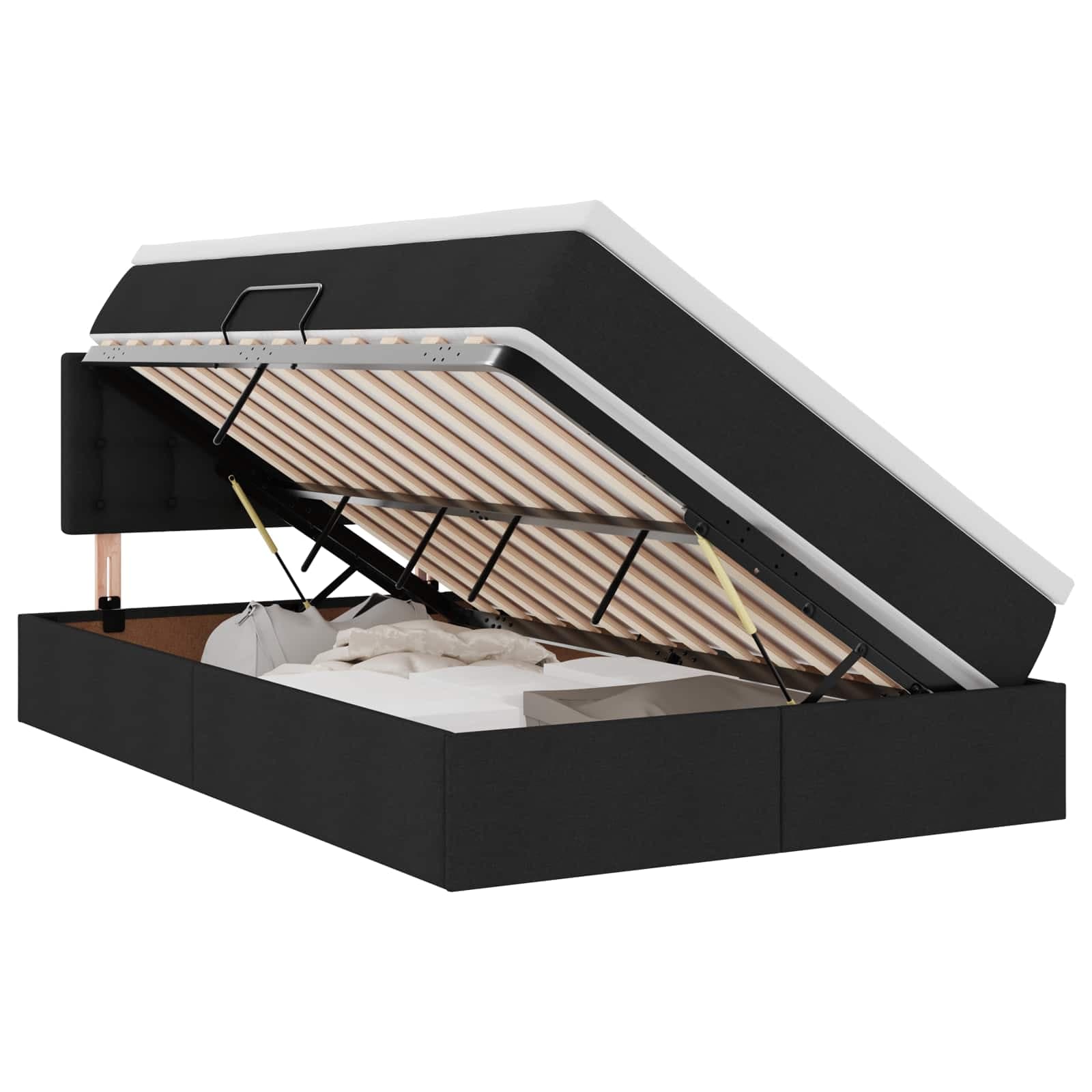 vidaXL Cama com arrumação e colchão com colchão Preto 120 x 200 cm